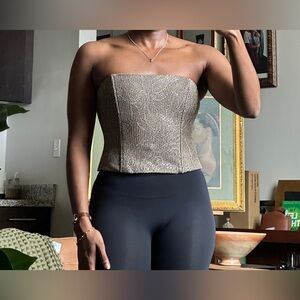 Scott McClintock Millennium 2000 Gold Metallic Strapless Corset Top Size 4 Y2K